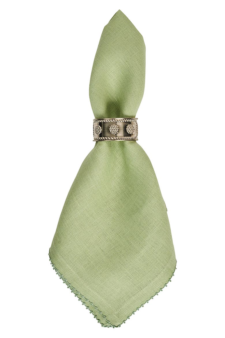 Set of 4 Berry Scallop Linen Napkins, Alternate, color, LIGHT GREEN