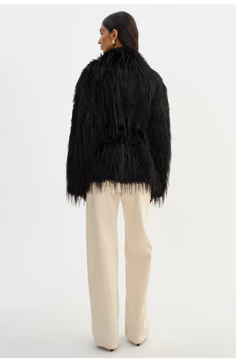 LAMARQUE Isla | Faux Fur Belted Coat, Alternate, color, Black