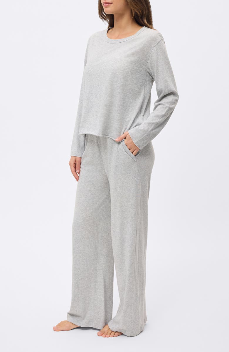 Papinelle Jada Long Sleeve Organic Cotton Pajamas, Alternate, color, Grey