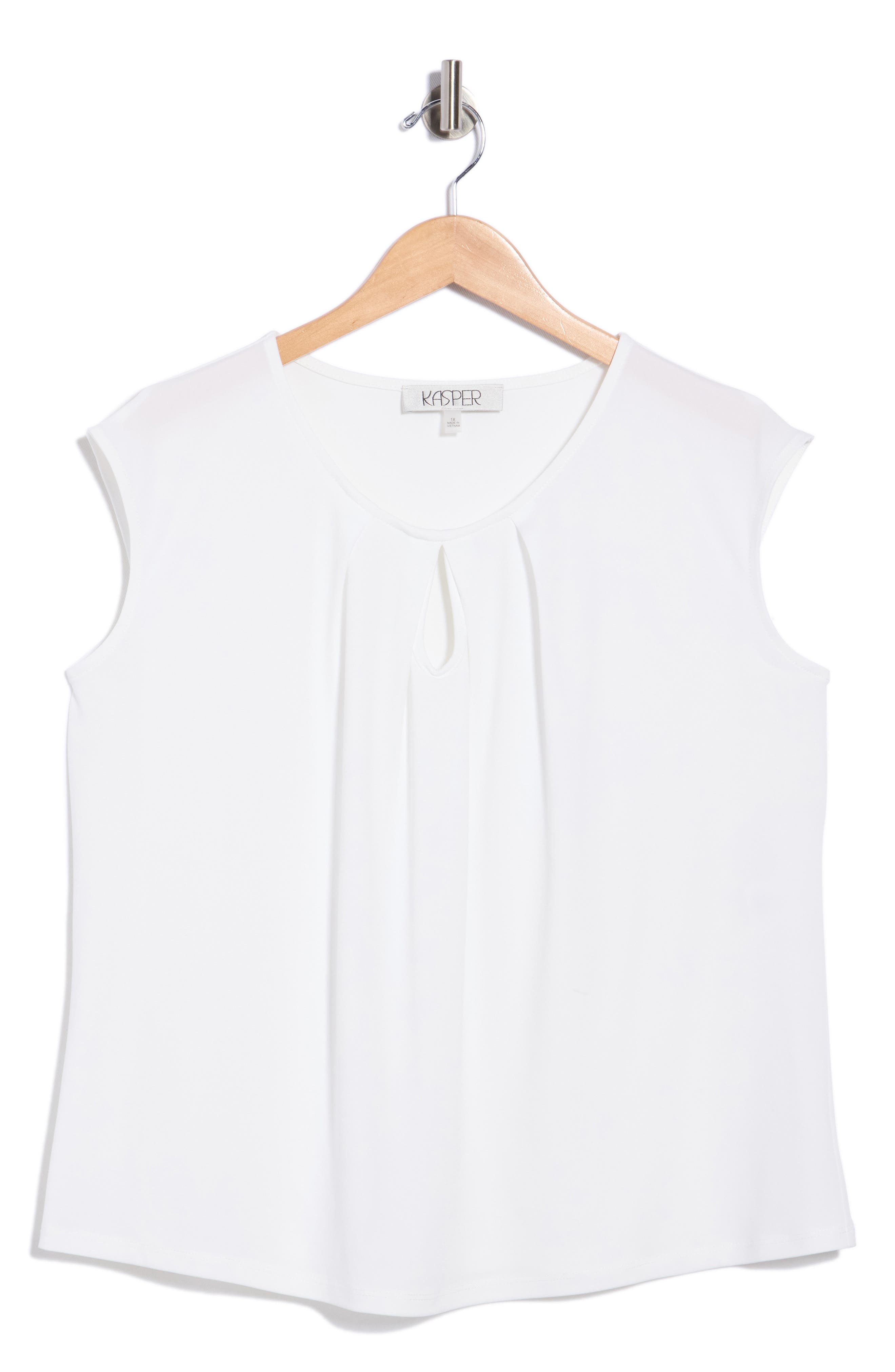 Keyhole Neck Cap Sleeve Knit Top