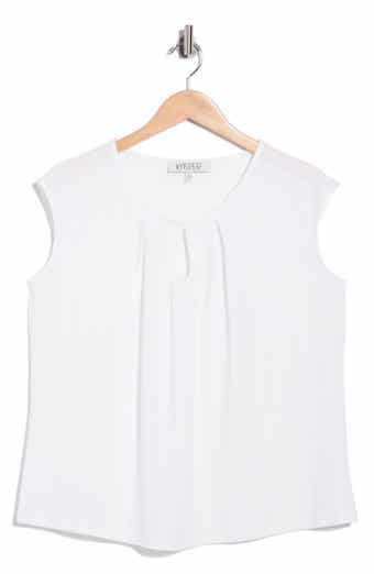 Keyhole Neck Cap Sleeve Knit Top