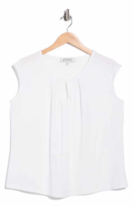 Keyhole Neck Cap Sleeve Knit Top