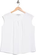 KASPER Keyhole Neck Cap Sleeve Knit Top