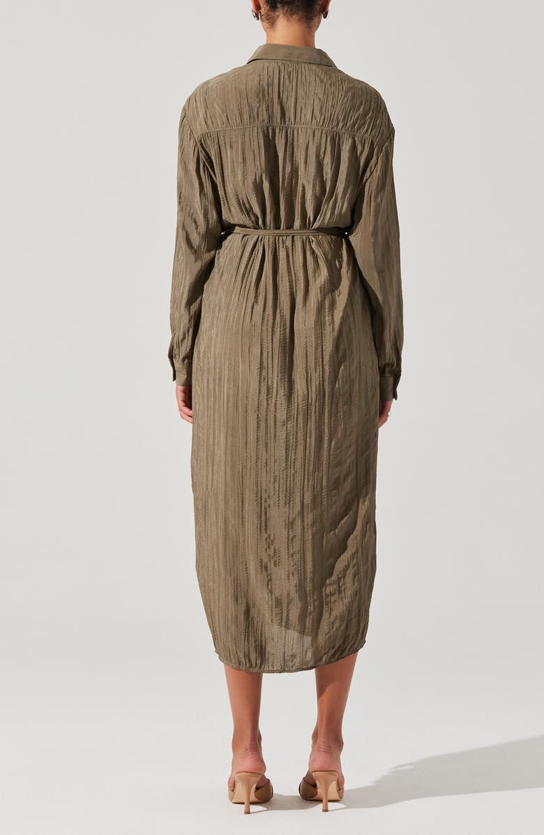 ASTR the Label Belted Long Sleeve Midi Shirtdress, Alternate, color, Olive