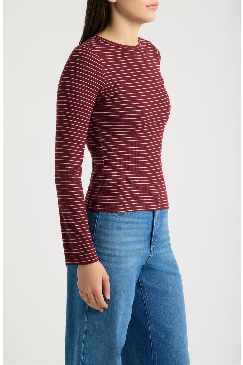 Stripe Rib Top, Alternate, color, BORDEAUX