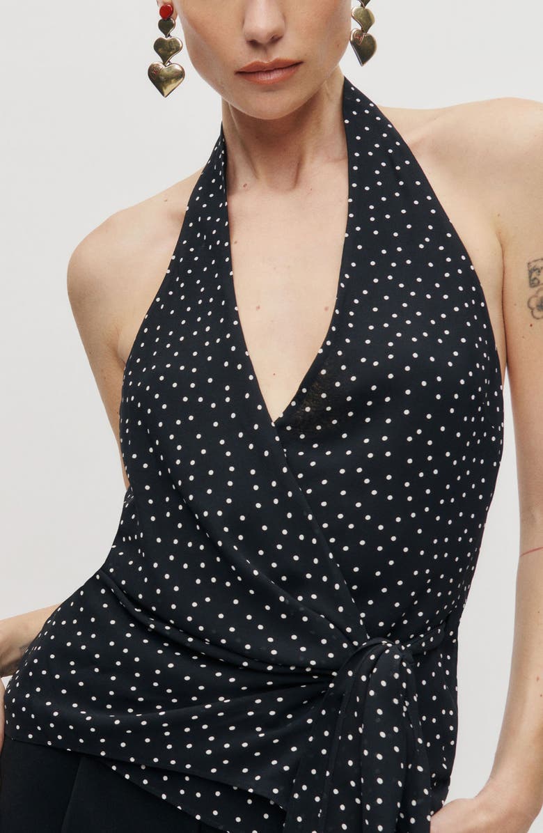 Reformation Nila Side Tie Halter Top, Alternate, color, Selene