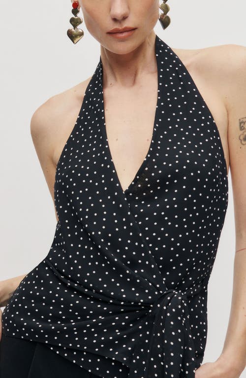 Reformation Nila Side Tie Halter Top In Black