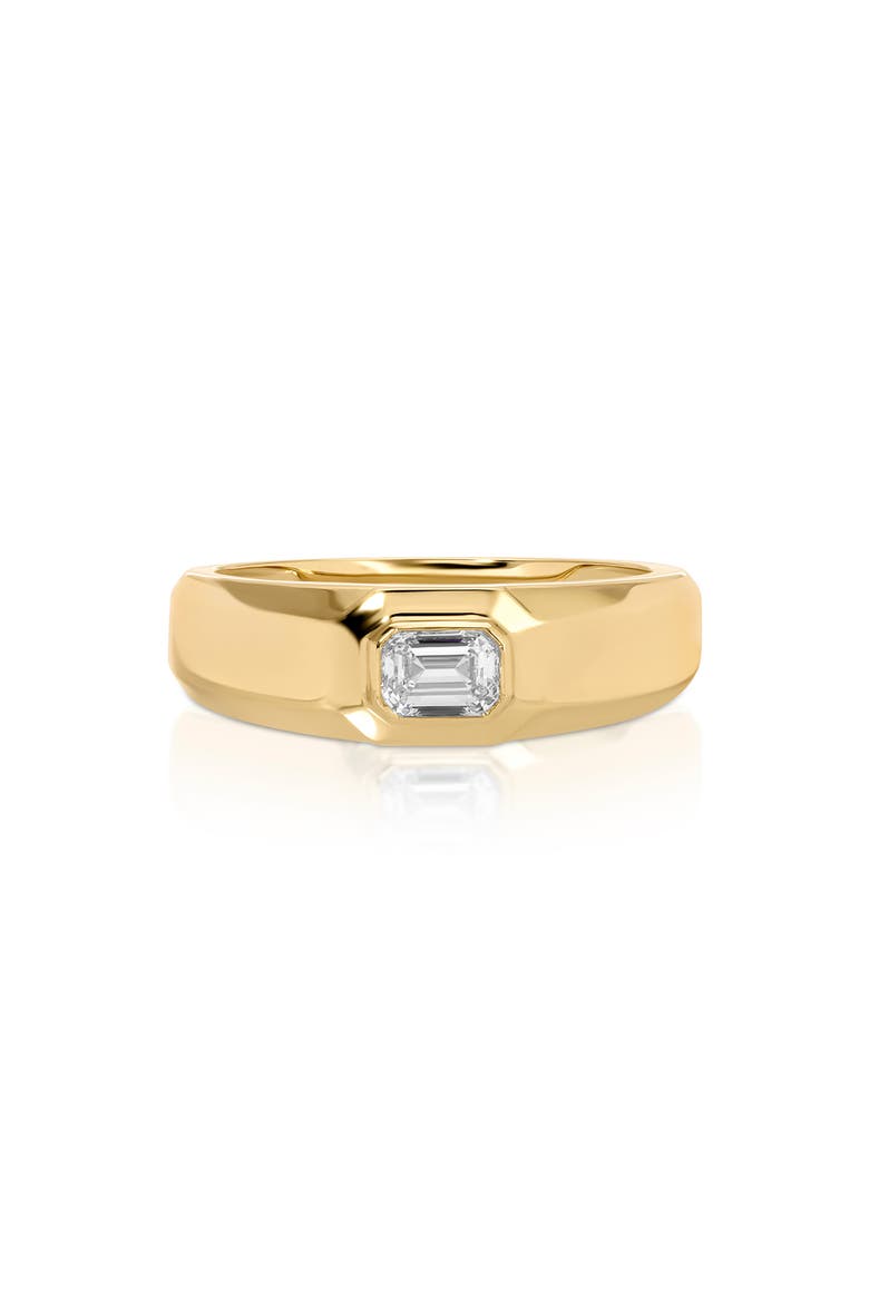 Emerald Cut Diamond Signet Ring, Main, color, 14K YELLOW GOLD / DIAMOND
