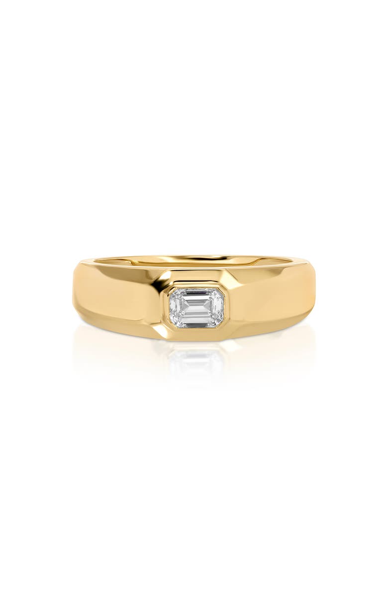 EF Collection Emerald Cut Diamond Signet Ring, Main, color, 14K Yellow Gold / Diamond