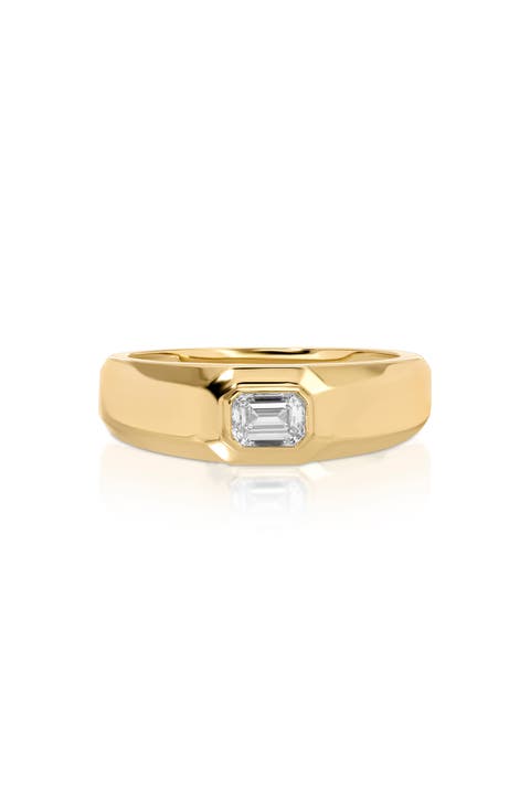 Emerald Cut Diamond Signet Ring