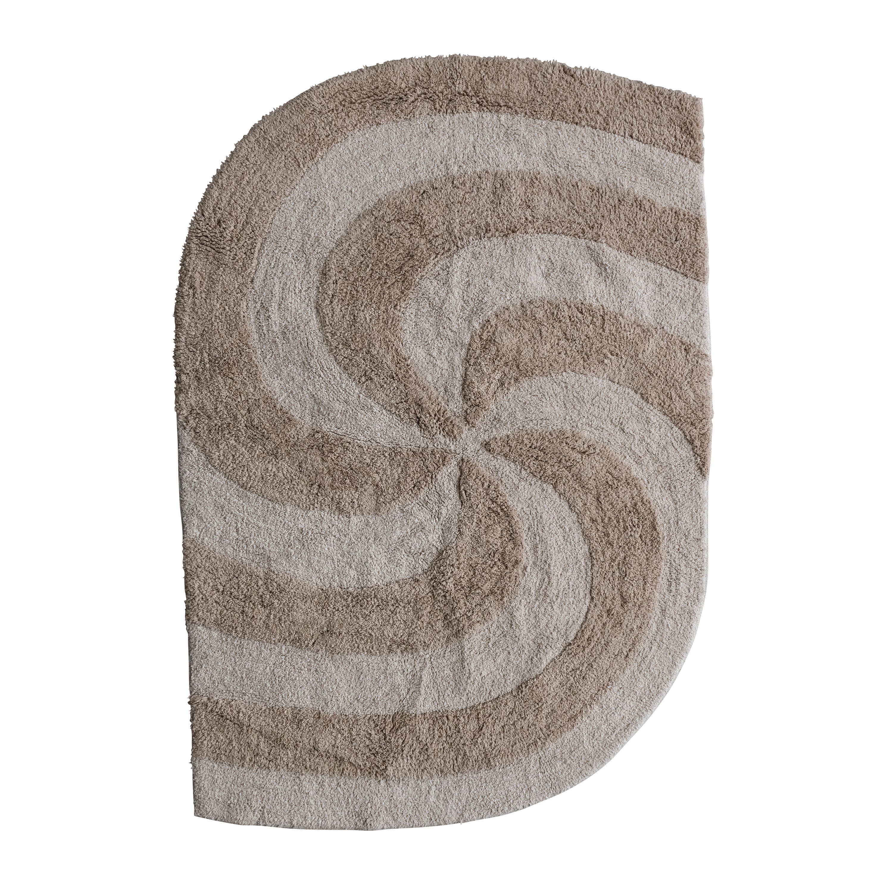 Storied Home 4.5 Inches Cotton Tufted Rug With Varying Pile And Spiral Design, Tan And Beige In Brown