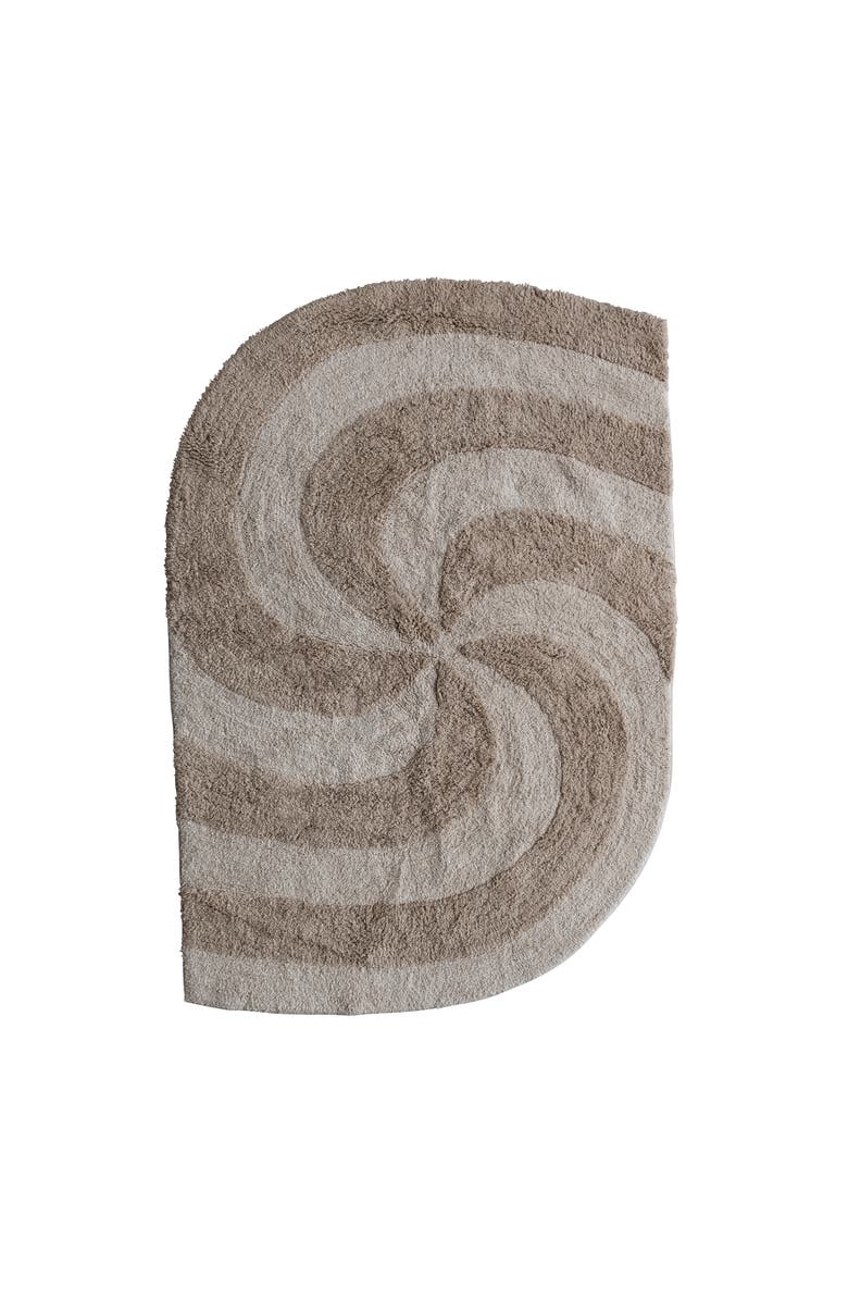Storied Home 4.5 Inches Cotton Tufted Rug with Varying Pile and Spiral Design, Tan and Beige, Main, color, Tan