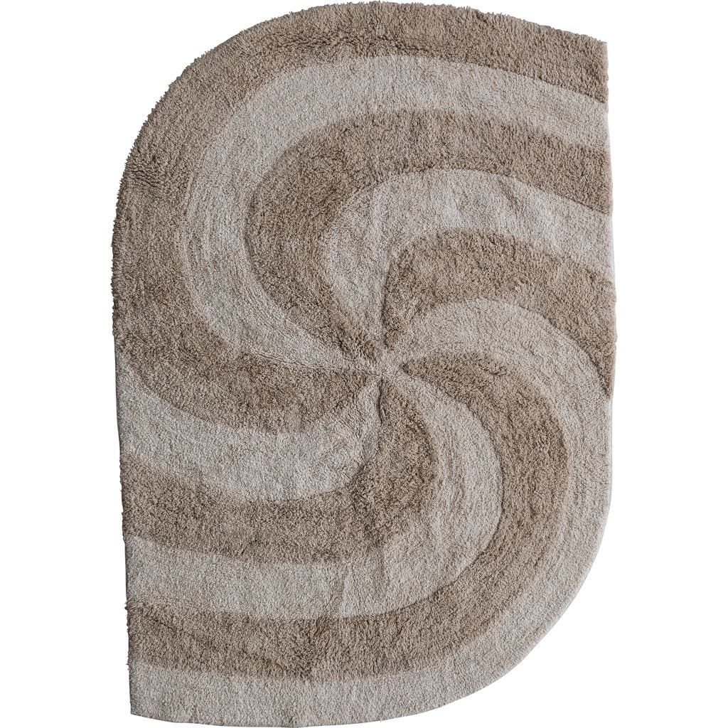 Storied Home 4.5 Inches Cotton Tufted Rug With Varying Pile And Spiral Design, Tan And Beige In Brown