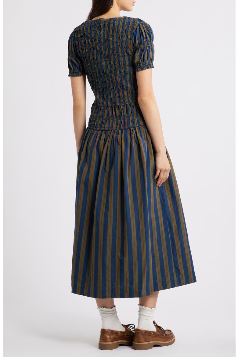 Sienna Stripe Organic Cotton Dress, Alternate, color, BLUE/ GREEN MULTI