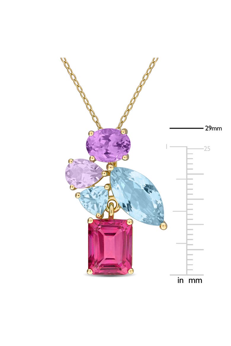 Multi-Gem Cluster Pendant Necklace Plated Silver, Alternate, color, Yellow-Plated Sterling Silver