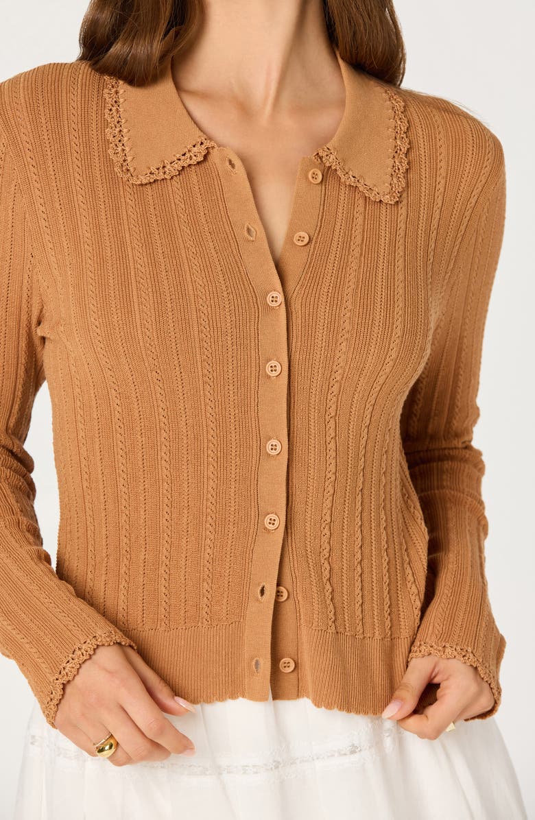 ASTR the Label Kristen Rib Cardigan, Alternate, color, Nutmeg