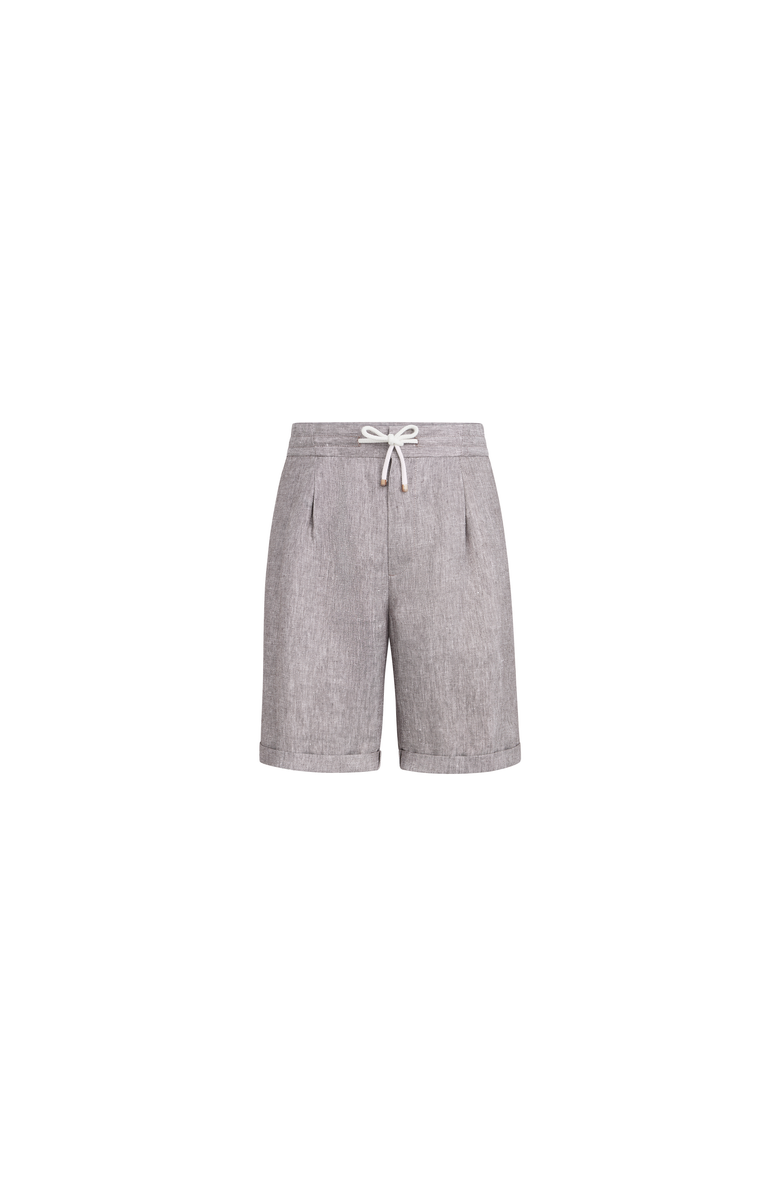 Brunello Cucinelli Double pleated drawstring Bermuda shorts, Alternate, color, Light Brown