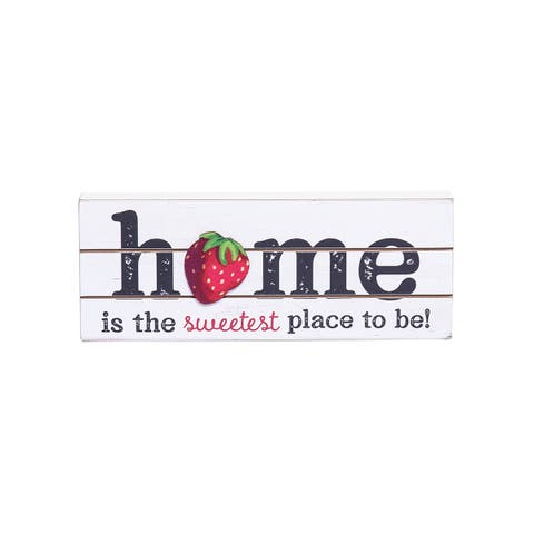 1.1"H x 10"L x 3.9"W Strawberry Home Wall Sign Decor