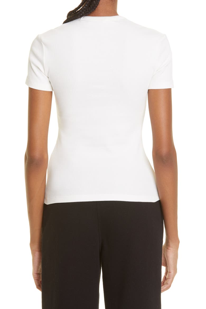 Logo Stamp Rib Stretch Organic Cotton T-Shirt, Alternate, color, WHITE BLACK