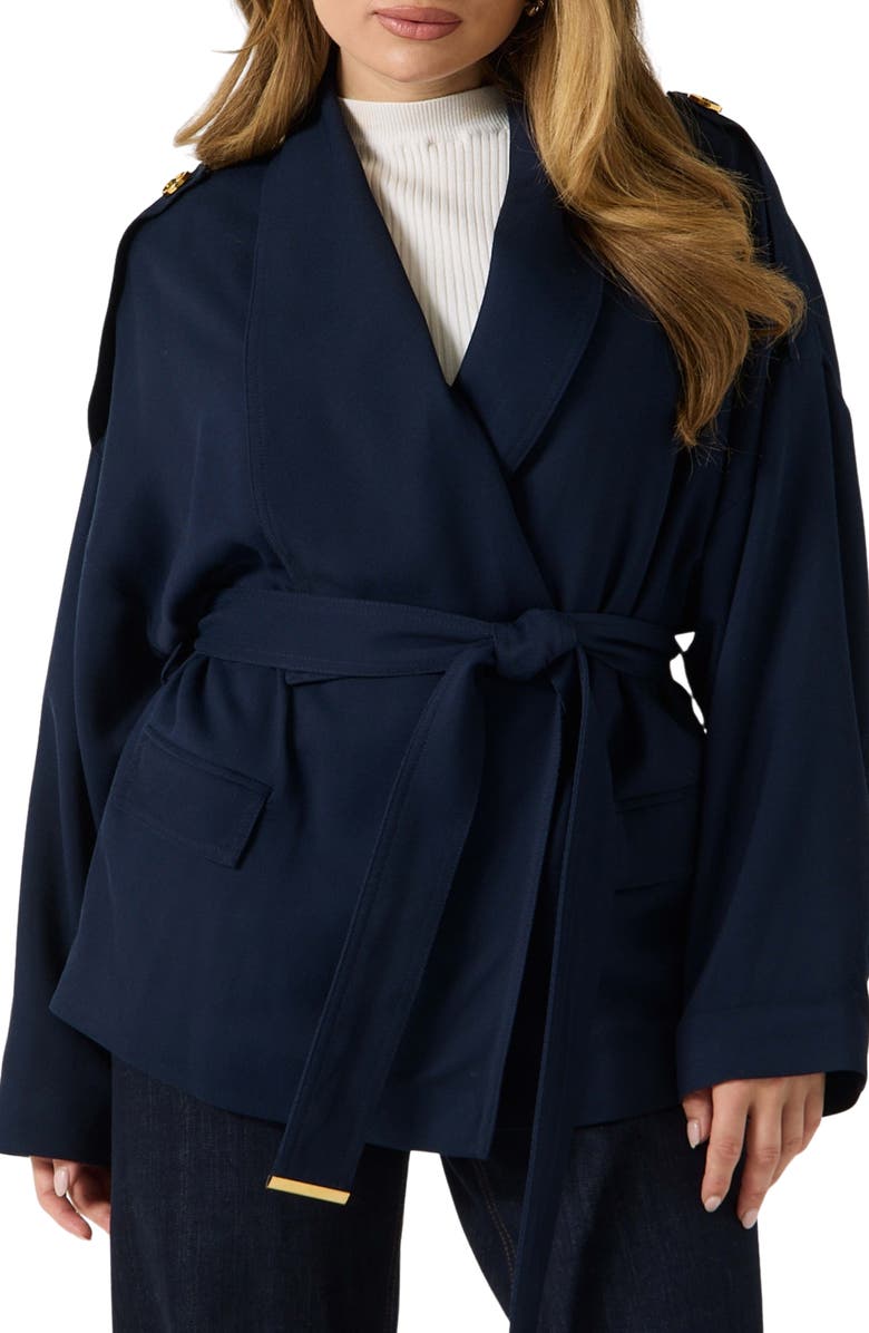 Marciano Abby Belted Wool Wrap Jacket, Main, color, 