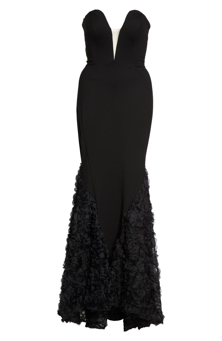 Mac Duggal Strapless Bustier Rosette Gown, Alternate, color,