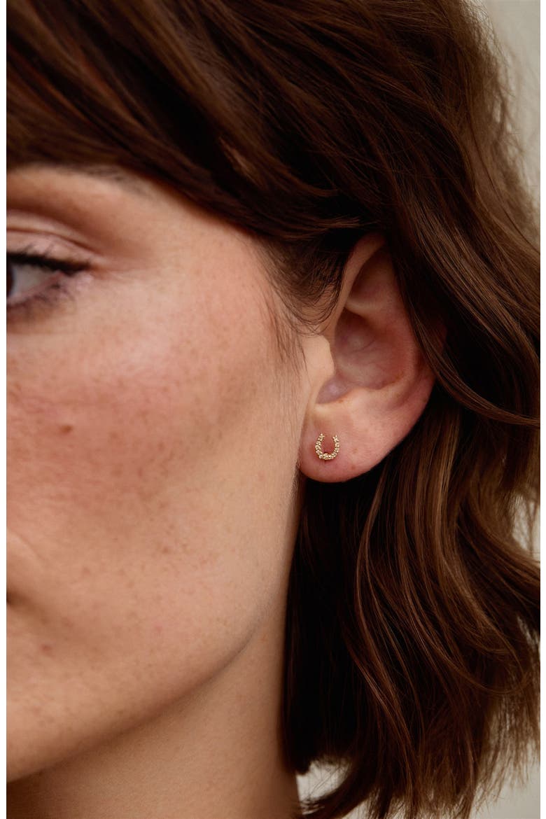 Alpine Diamond Horseshoe Stud Earrings, Alternate, color, YELLOW GOLD