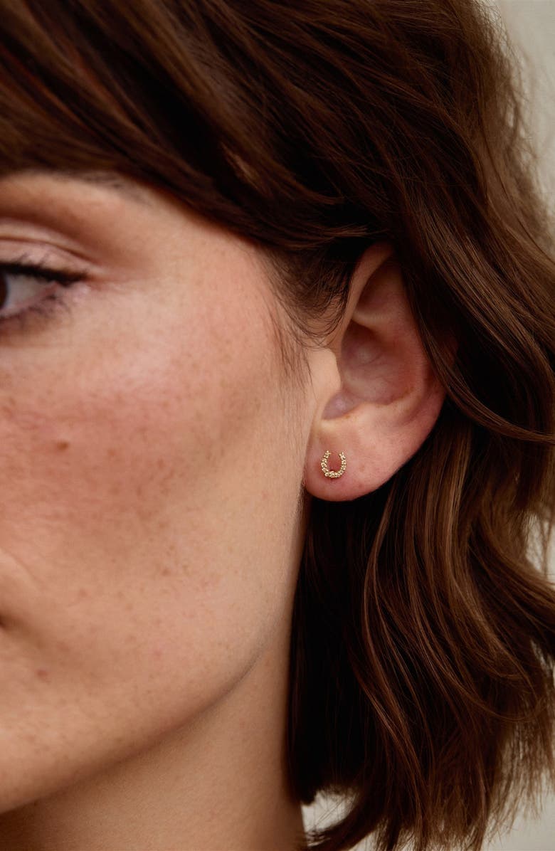 Set & Stones Alpine Diamond Horseshoe Stud Earrings, Alternate, color, Yellow Gold