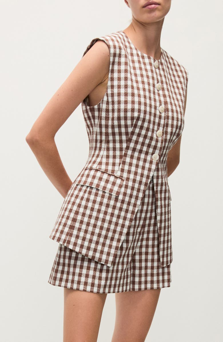 Veronica Beard Lois Gingham Seersucker Cutaway Vest, Alternate, color, Light Chickory Dove