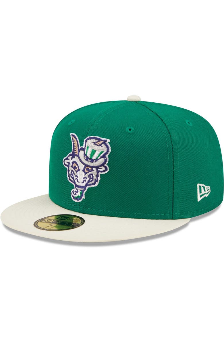 New Era Men's New Era Green Hartford Yard Goats Alternate Logo 3 Authentic Collection 59FIFTY Fitted Hat, Main, color, 