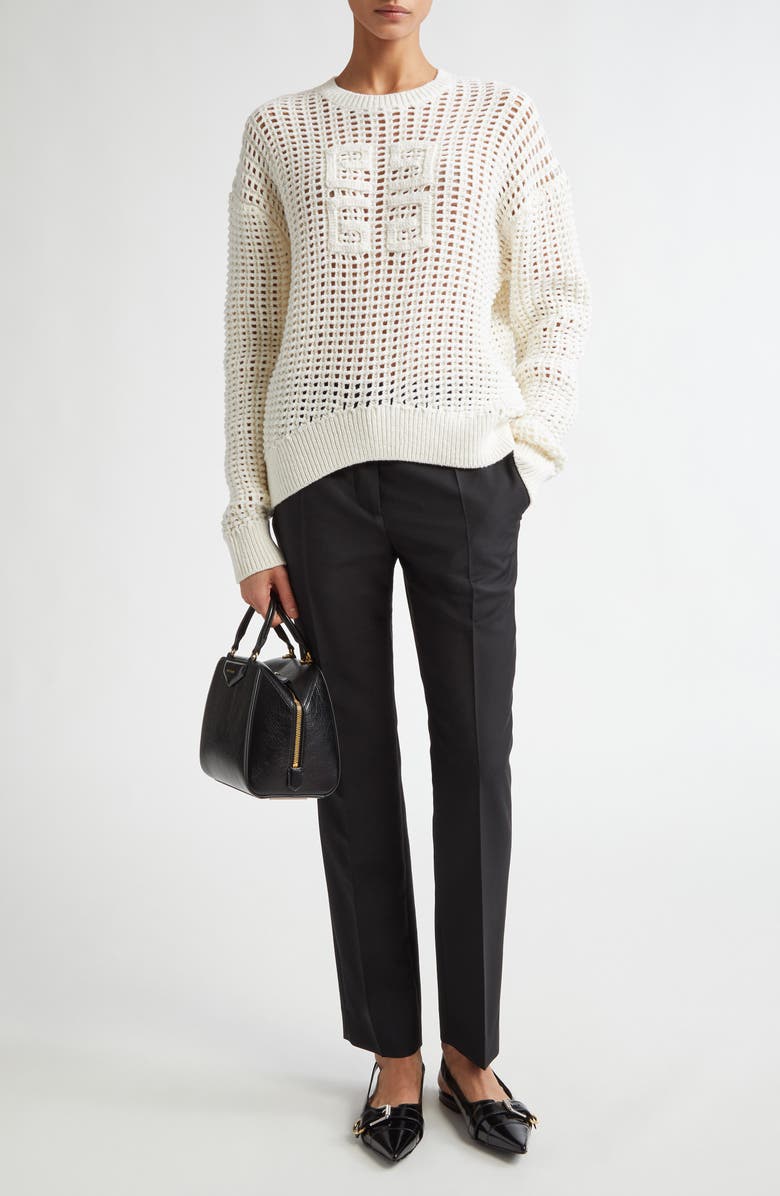 Givenchy 4G Logo Wool & Cashmere Open Stitch Sweater, Alternate, color, 