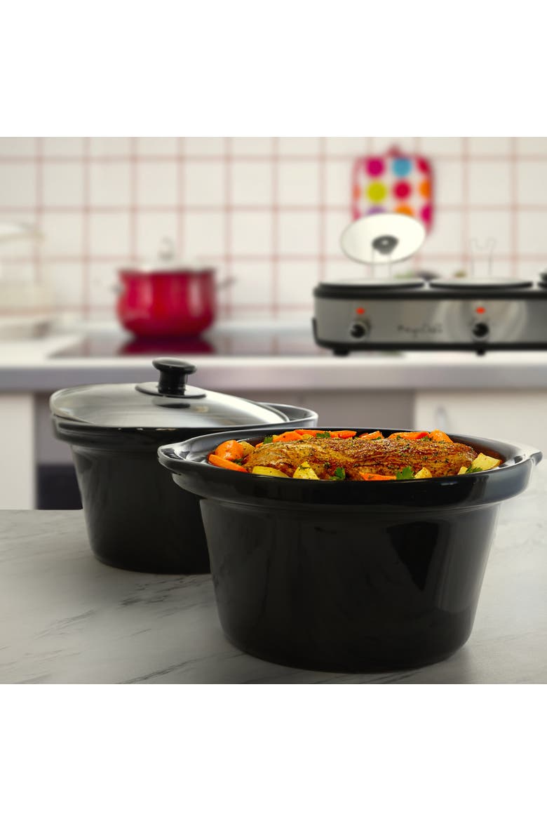 Triple 2.5 Quart Slow Cooker and Buffet Server, Alternate, color, Grey