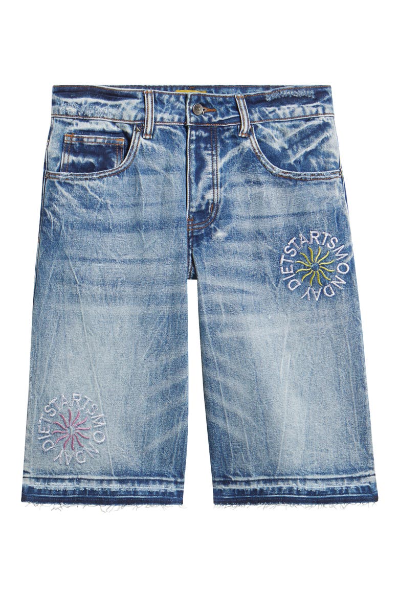 Sol Embroidered Denim Shorts, Alternate, color, INDIGO