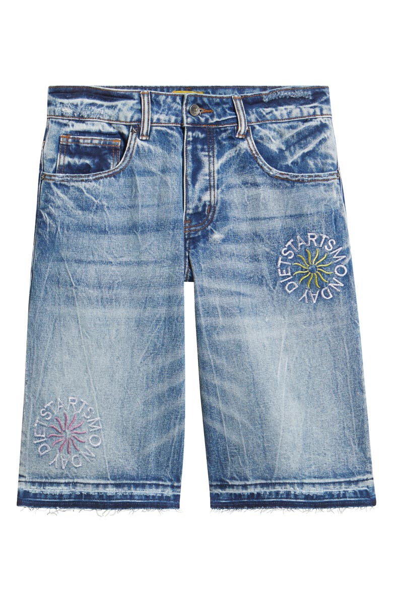 DIET STARTS MONDAY Sol Embroidered Denim Shorts, Main, color, Indigo