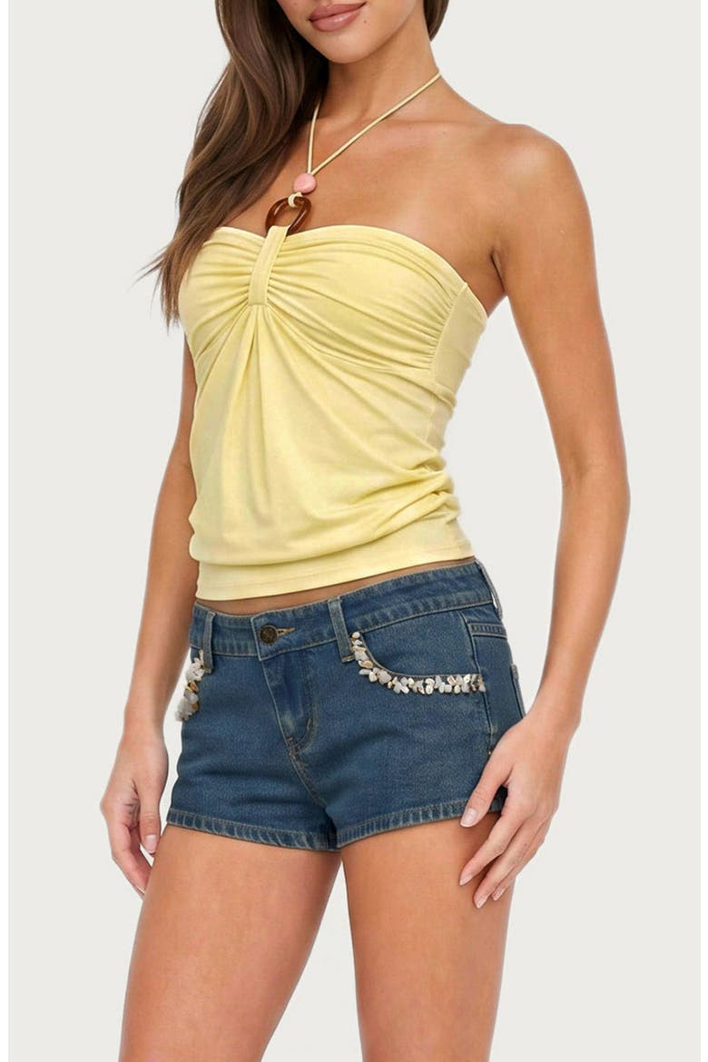 Itzel Ring Draped Halter Top, Alternate, color, YELLOW