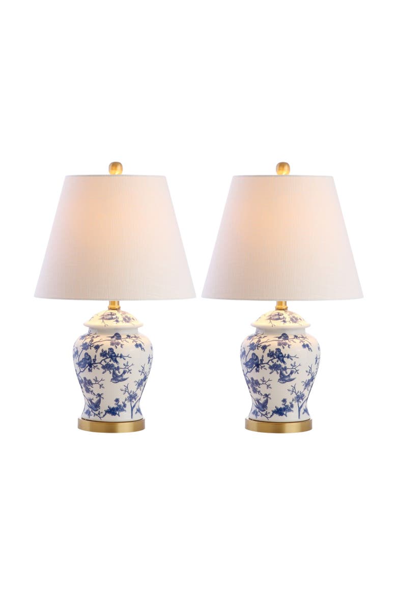 Penelope 22" French Country Cottage Ceramic/Iron Chinoiserie Ginger Jar LED Table Lamp, Main, color, Blue/White