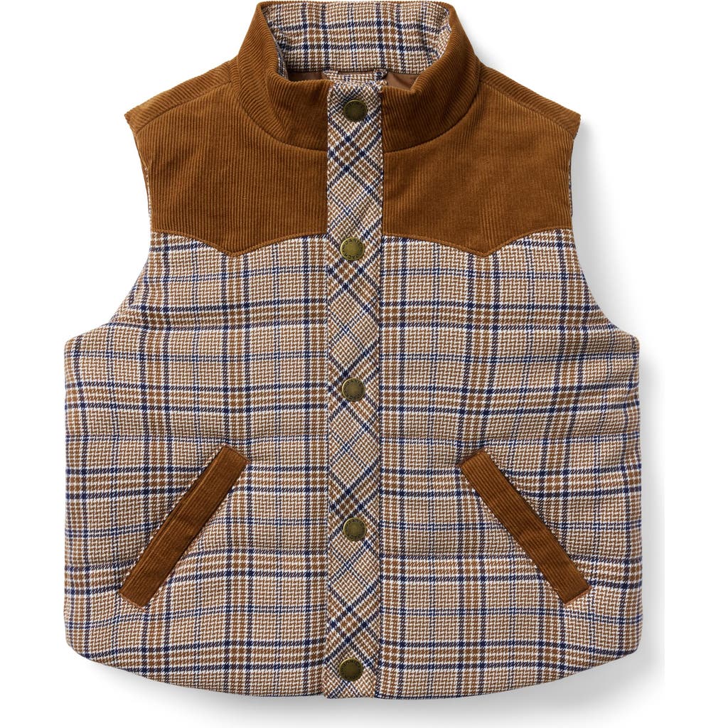 Janie And Jack The Western Plaid Vest In Brown