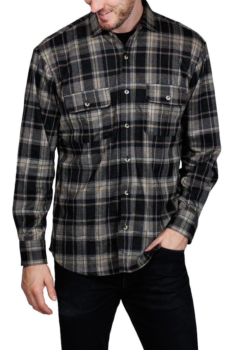 TailorByrd Plaid Button-Up Shirt, Alternate, color, Black
