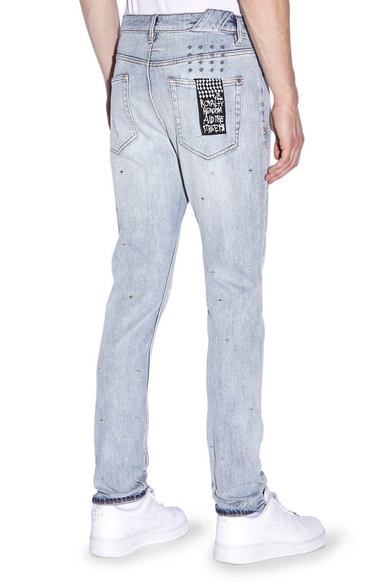 Ksubi Chitch Metalik Blue Embellished Skinny Jeans, Alternate, color, 