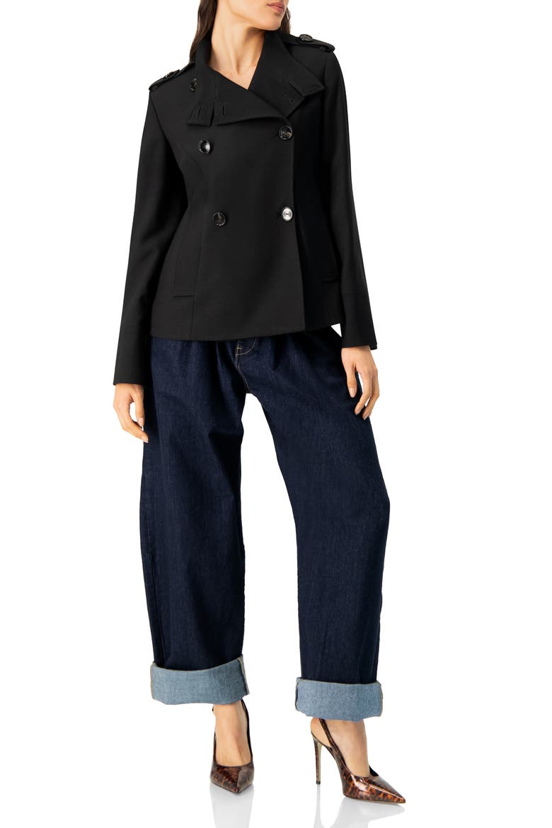 High Neck Military Style Coat, Alternate, color, Black
