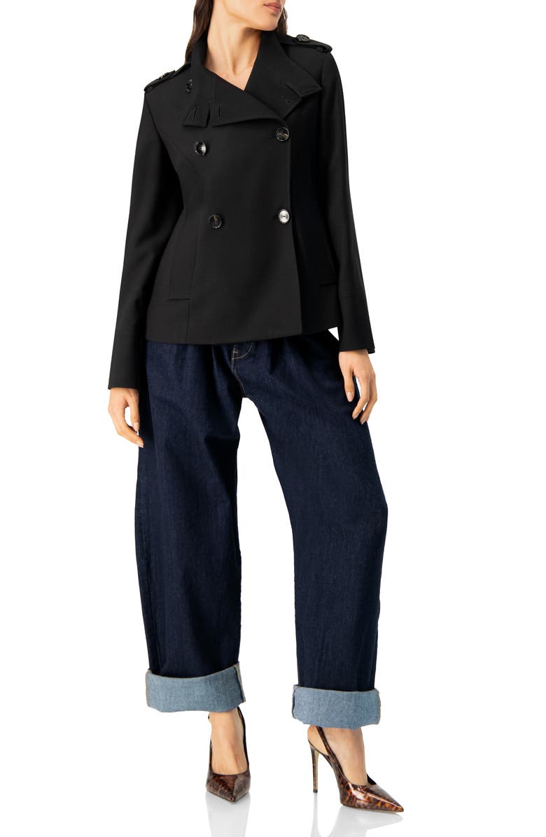 IVONNE High Neck Military Style Coat, Alternate, color, Black