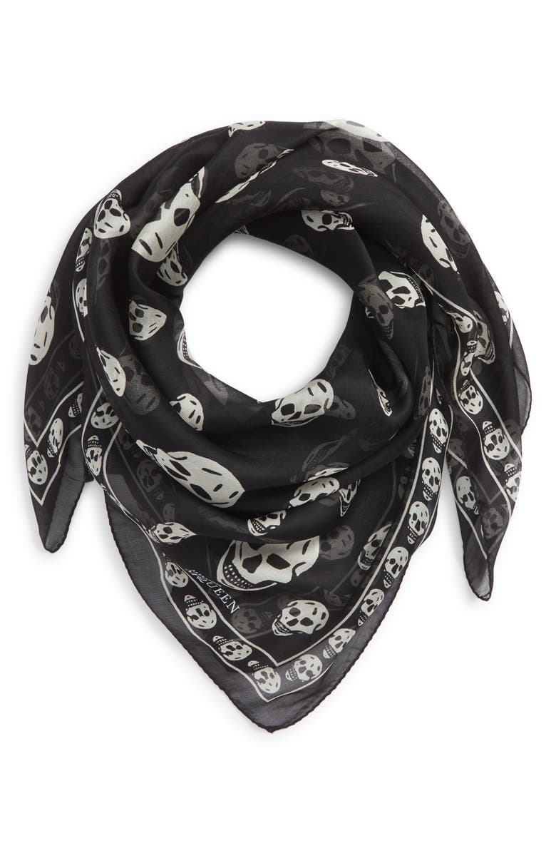 McQueen Alexander McQueen Skull Foulard Silk Scarf, Alternate, color, 