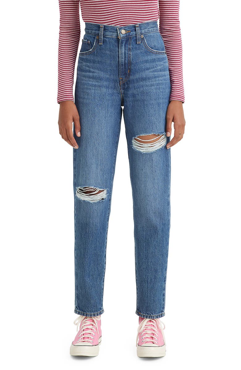Levi's<sup>®</sup> Ripped High Waist Straight Leg Jeans, Main, color,