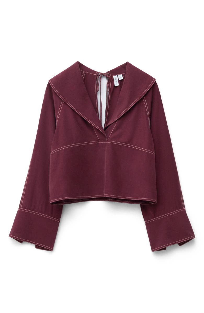 & Other Stories Sailor Collar Crop Top, Alternate, color, Red Dark