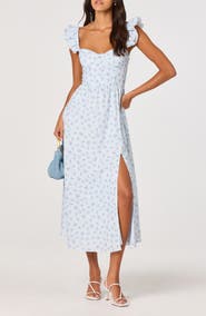 ASTR the Label Wedelia Floral Print Ruffle Strap Midi Dress