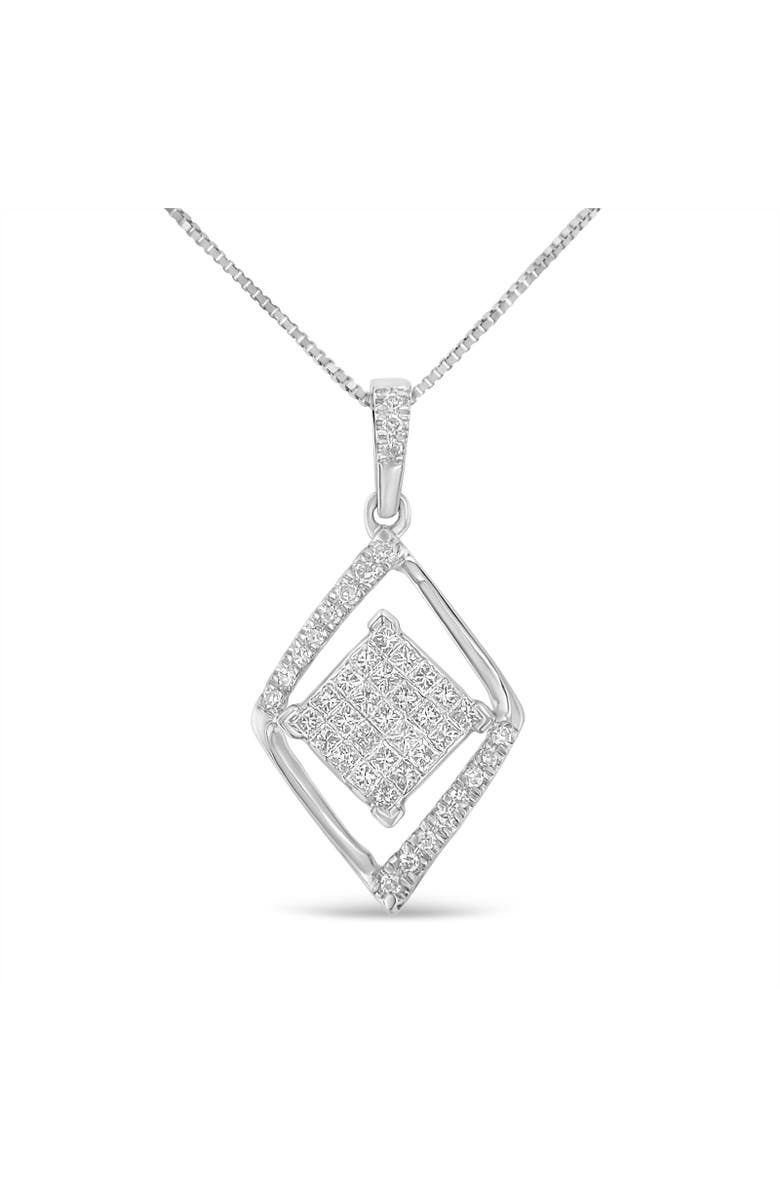 Haus of Brilliance 10k White Gold 1/3 Cttw Diamond Double Triangle 18" Pendant Necklace, Main, color, White