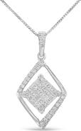 Haus of Brilliance 10k White Gold 1/3 Cttw Diamond Double Triangle 18" Pendant Necklace