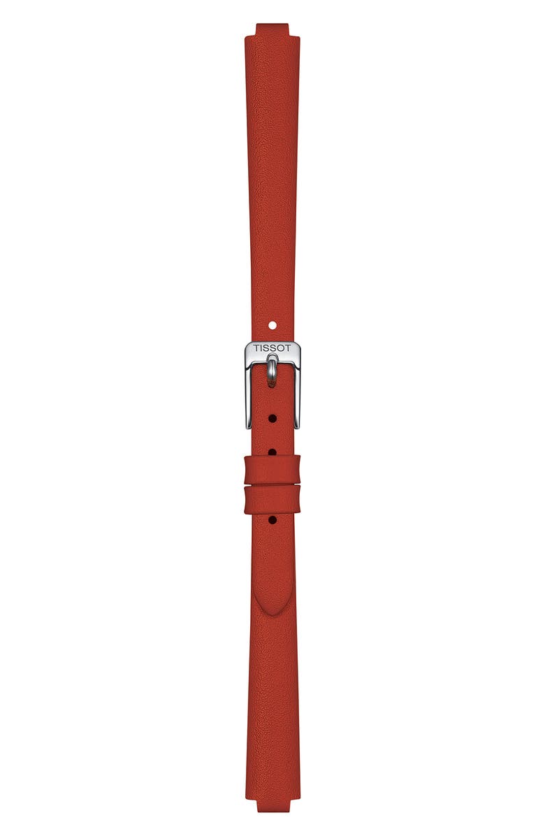 Tissot Lovely Round Leather Strap Watch, 19.5mm, Alternate, color, Red