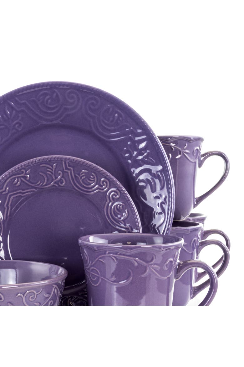 Lilac Fields 16-Piece Dinnerware Set, Alternate, color, Purple