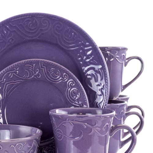 Elama Lilac Fields 16-piece Dinnerware Set In Purple