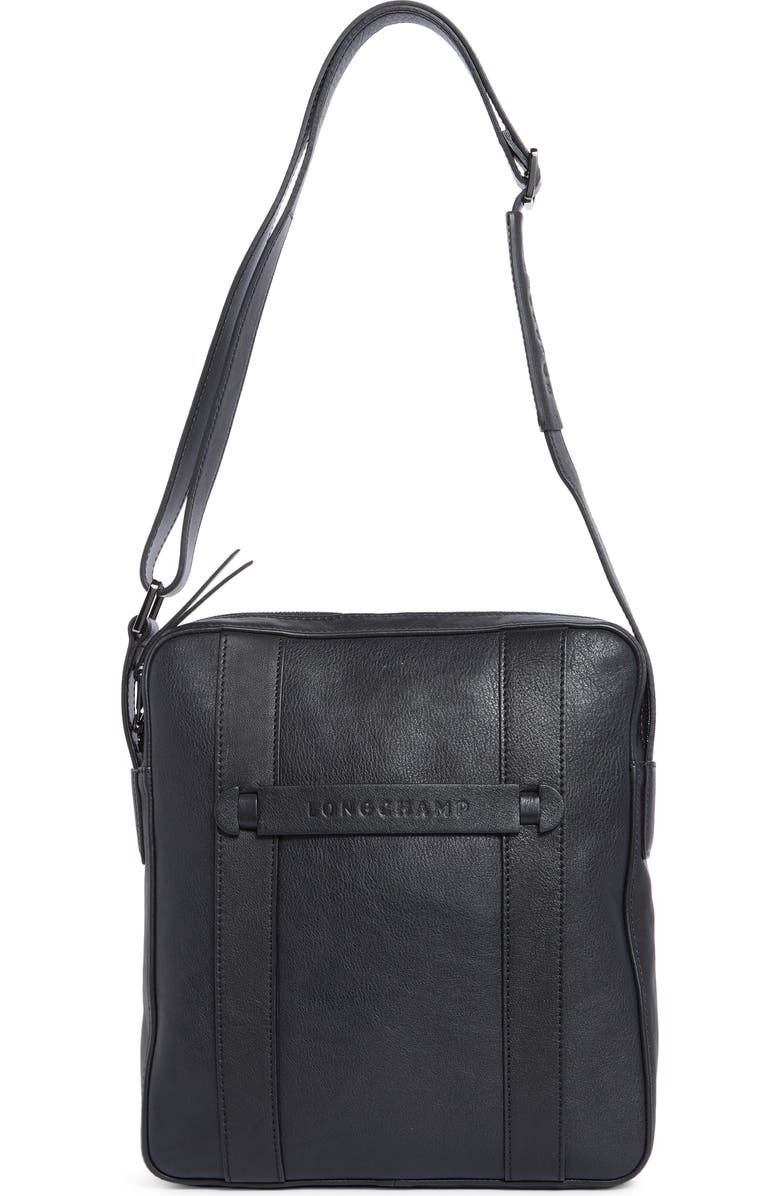 Longchamp 3D Leather Crossbody Bag, Main, color, Black